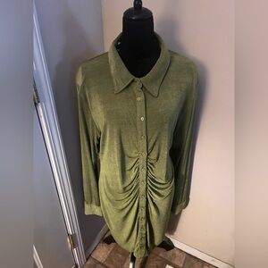 Fashion Nova Y2K style Ruched Shirt Dress,Size 3XL, Shoulder pads